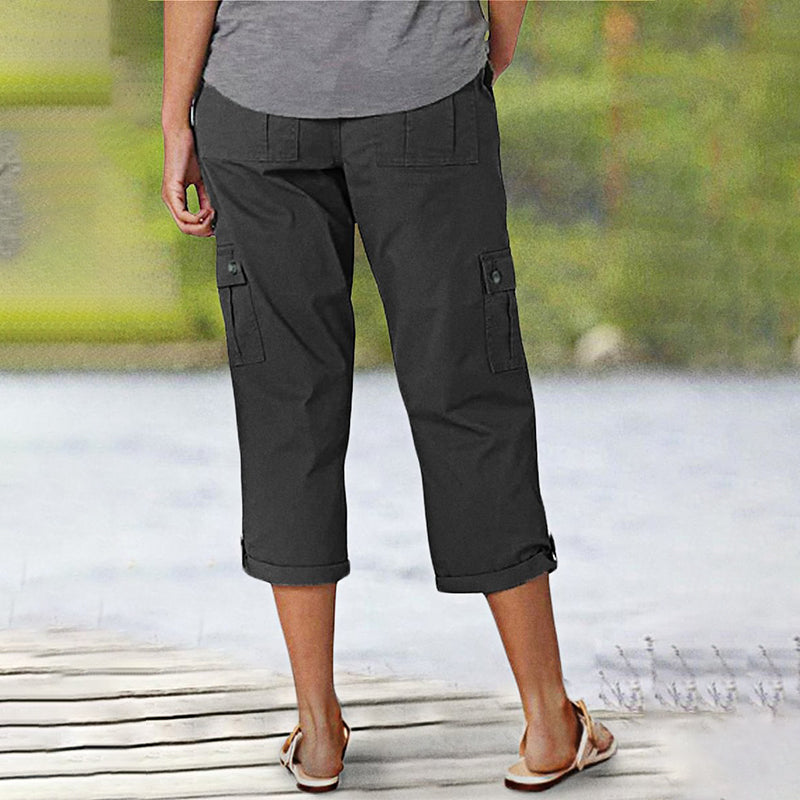 ⏰ 50 % RABATT – Nur für kurze Zeit 👖 Damen 7/8 Freizeithose ✨ Unifarben, Mit Praktischen Taschen & Bequemer Passform