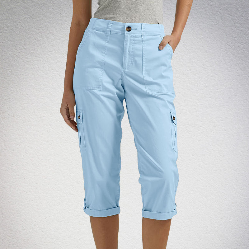 ⏰ 50 % RABATT – Nur für kurze Zeit 👖 Damen 7/8 Freizeithose ✨ Unifarben, Mit Praktischen Taschen & Bequemer Passform