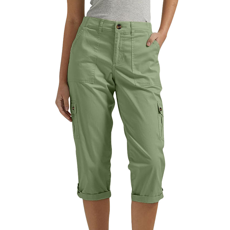 ⏰ 50 % RABATT – Nur für kurze Zeit 👖 Damen 7/8 Freizeithose ✨ Unifarben, Mit Praktischen Taschen & Bequemer Passform