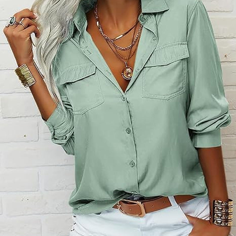 ✨Damen-Hemd mit Kragen – langärmelig, bequem & vielseitig für den Alltag, zum Shoppen oder für entspannte Tage 🌿