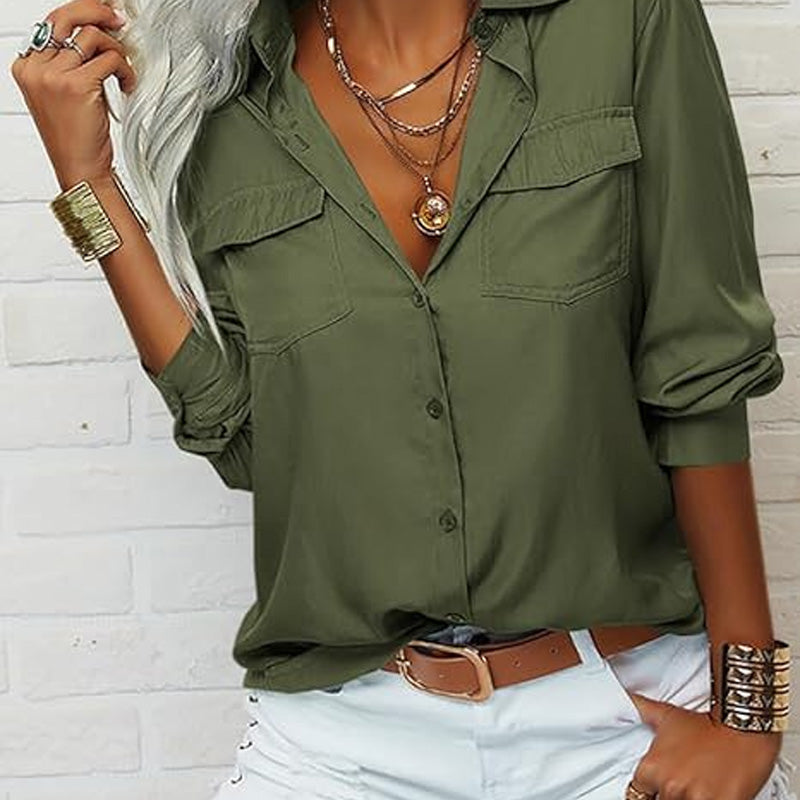 ✨Damen-Hemd mit Kragen – langärmelig, bequem & vielseitig für den Alltag, zum Shoppen oder für entspannte Tage 🌿