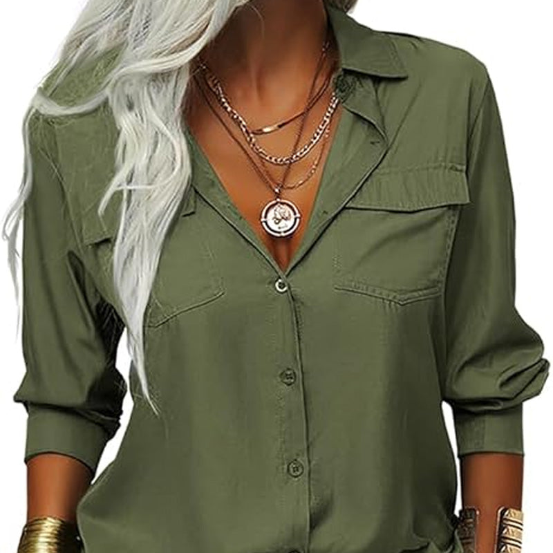 ✨Damen-Hemd mit Kragen – langärmelig, bequem & vielseitig für den Alltag, zum Shoppen oder für entspannte Tage 🌿