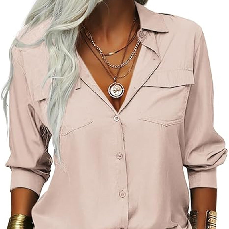✨Damen-Hemd mit Kragen – langärmelig, bequem & vielseitig für den Alltag, zum Shoppen oder für entspannte Tage 🌿