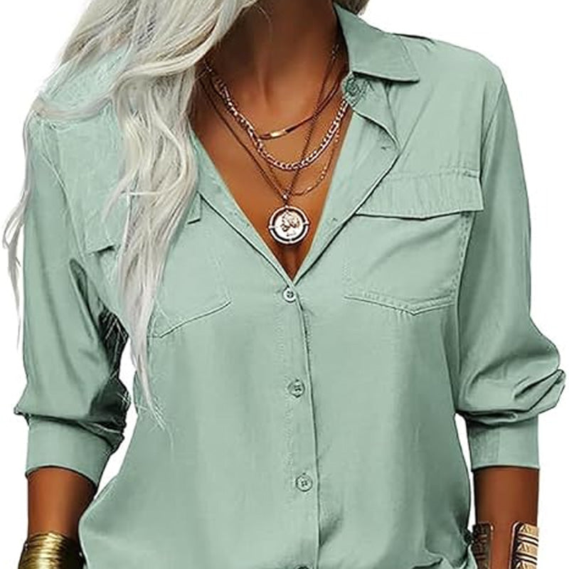 ✨Damen-Hemd mit Kragen – langärmelig, bequem & vielseitig für den Alltag, zum Shoppen oder für entspannte Tage 🌿