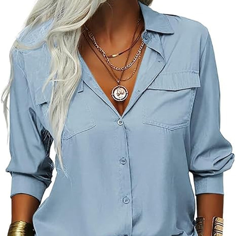 ✨Damen-Hemd mit Kragen – langärmelig, bequem & vielseitig für den Alltag, zum Shoppen oder für entspannte Tage 🌿