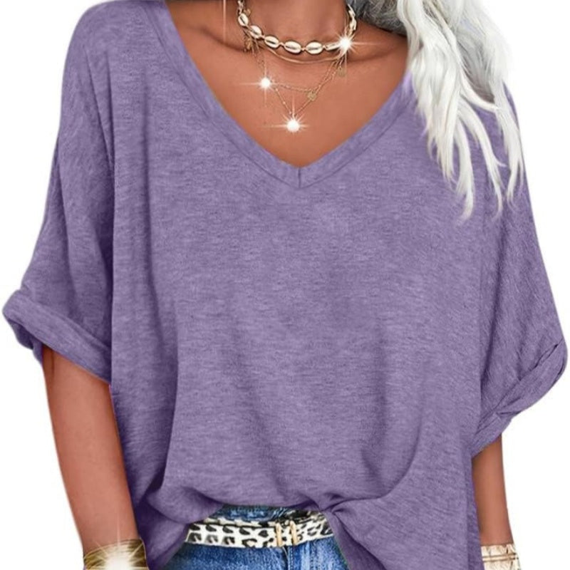 📢📢Letzter Tag – 50 % Rabatt!! ⏰ Damen V-Ausschnitt Top – lässig, locker & stylisch für heiße Sommertage ☀️✨
