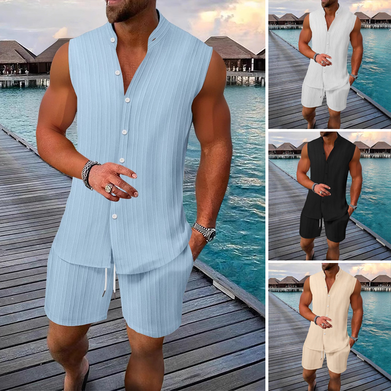 Herren Sommer-Zweiteiler ☀️ Ärmelloses Top & Shorts Set für Freizeit