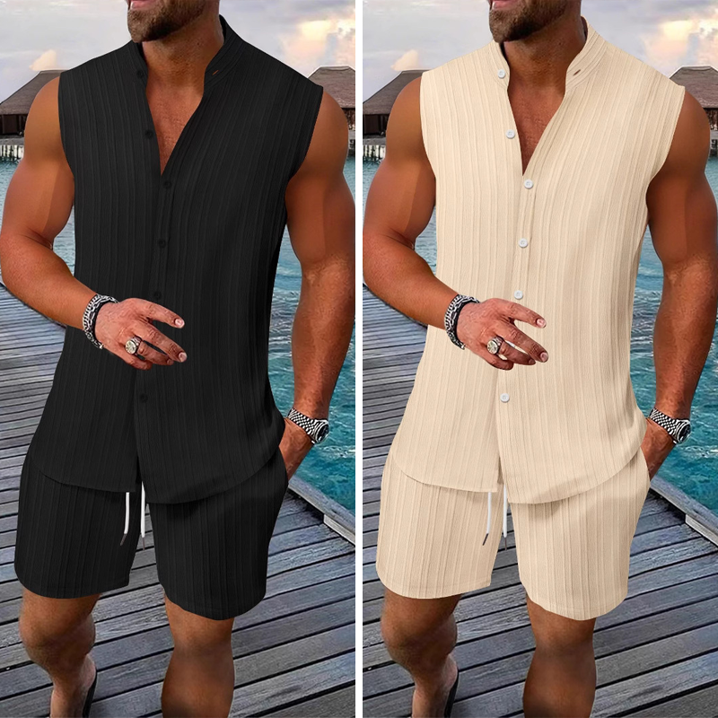 Herren Sommer-Zweiteiler ☀️ Ärmelloses Top & Shorts Set für Freizeit