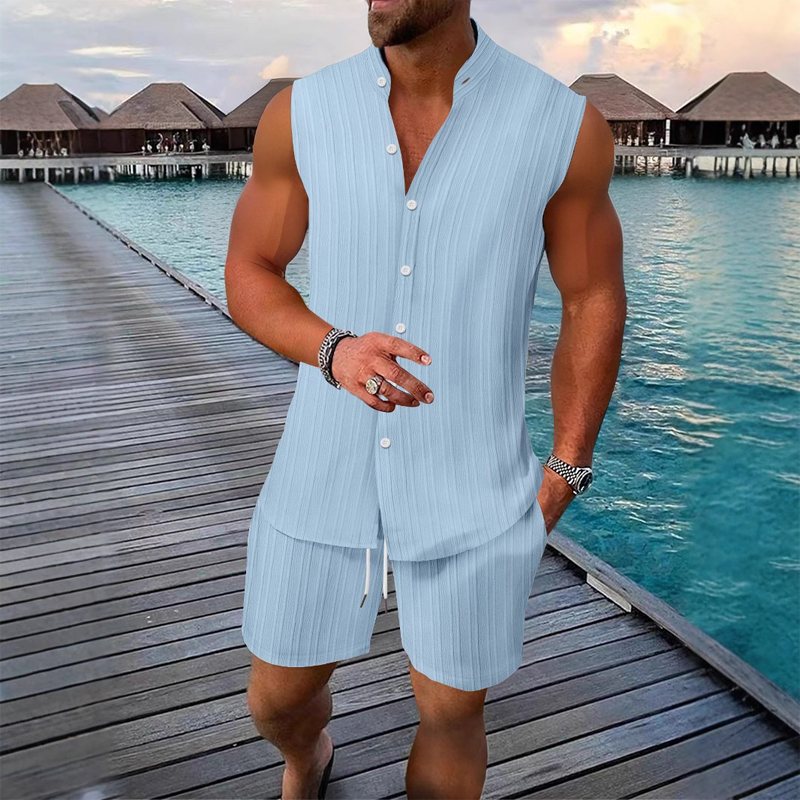 Herren Sommer-Zweiteiler ☀️ Ärmelloses Top & Shorts Set für Freizeit