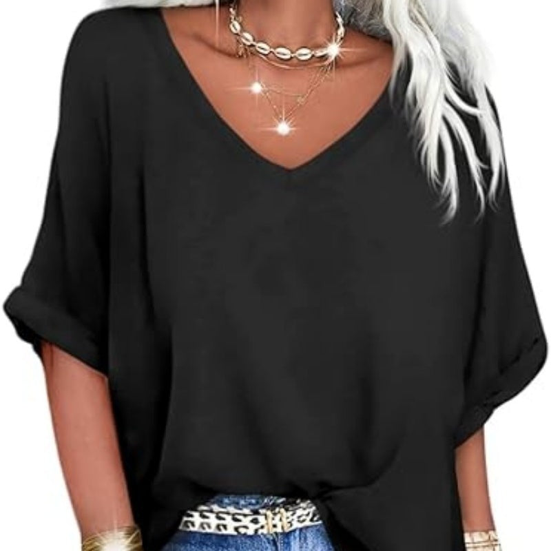 📢📢Letzter Tag – 50 % Rabatt!! ⏰ Damen V-Ausschnitt Top – lässig, locker & stylisch für heiße Sommertage ☀️✨