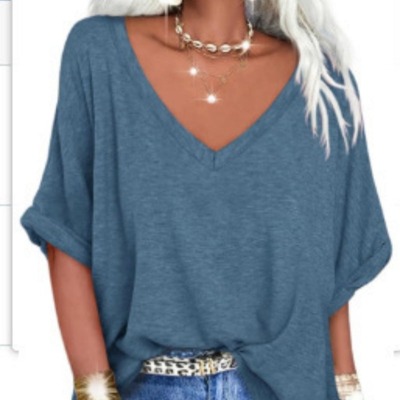 📢📢Letzter Tag – 50 % Rabatt!! ⏰ Damen V-Ausschnitt Top – lässig, locker & stylisch für heiße Sommertage ☀️✨