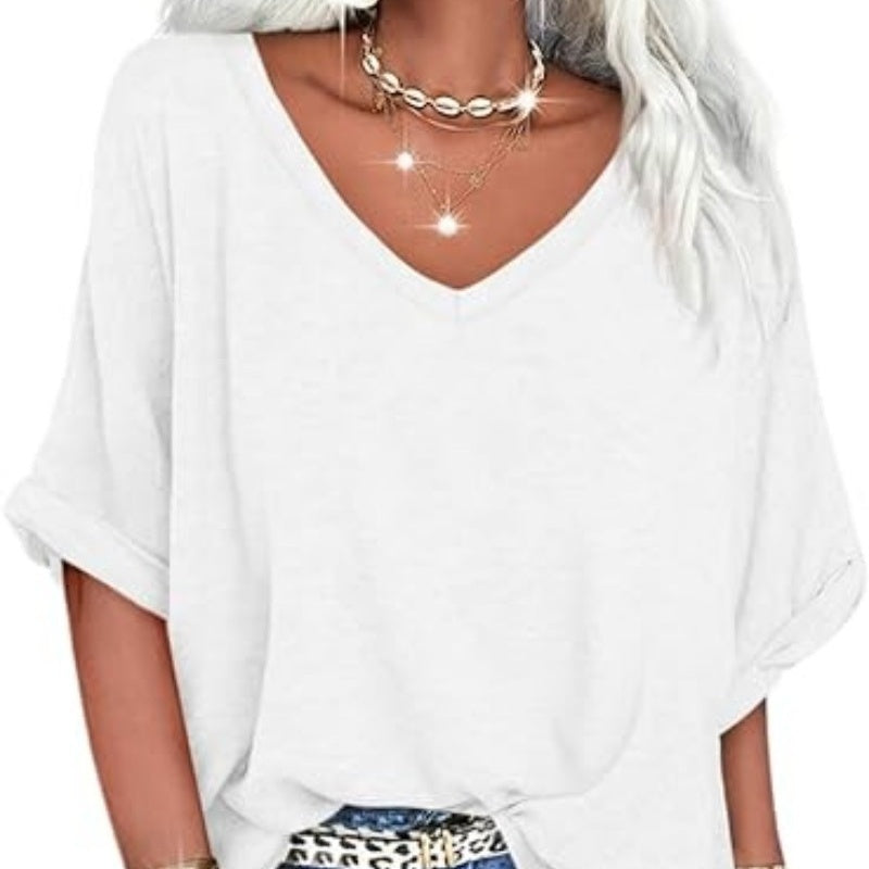 📢📢Letzter Tag – 50 % Rabatt!! ⏰ Damen V-Ausschnitt Top – lässig, locker & stylisch für heiße Sommertage ☀️✨