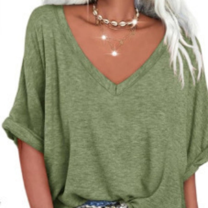 📢📢Letzter Tag – 50 % Rabatt!! ⏰ Damen V-Ausschnitt Top – lässig, locker & stylisch für heiße Sommertage ☀️✨