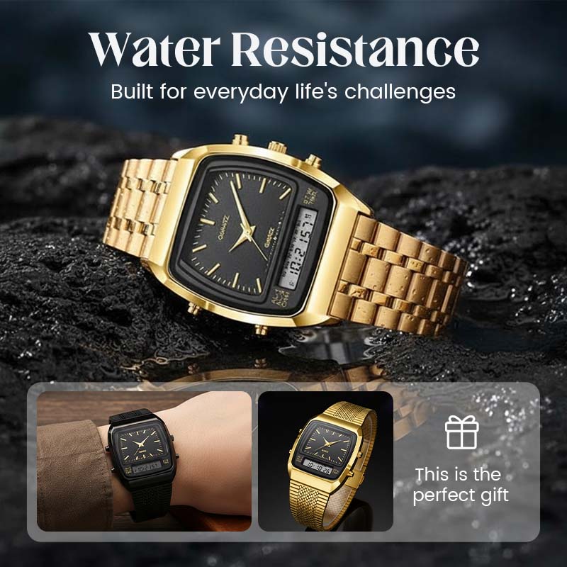⌚ 50% RABATT! 💧 Herren Multifunktionsuhr mit Dual-Display – Quarz & Digital, Edelstahlarmband & Wasserdicht ✨