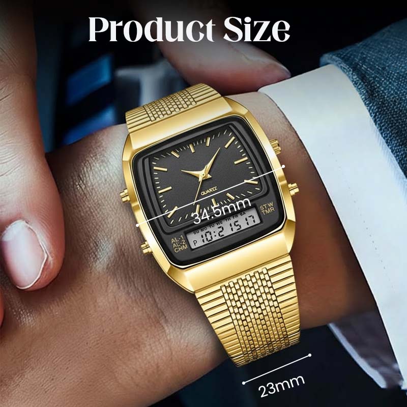 ⌚ 50% RABATT! 💧 Herren Multifunktionsuhr mit Dual-Display – Quarz & Digital, Edelstahlarmband & Wasserdicht ✨