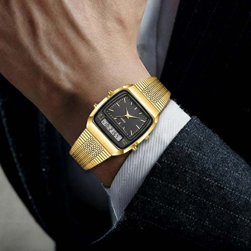 ⌚ 50% RABATT! 💧 Herren Multifunktionsuhr mit Dual-Display – Quarz & Digital, Edelstahlarmband & Wasserdicht ✨