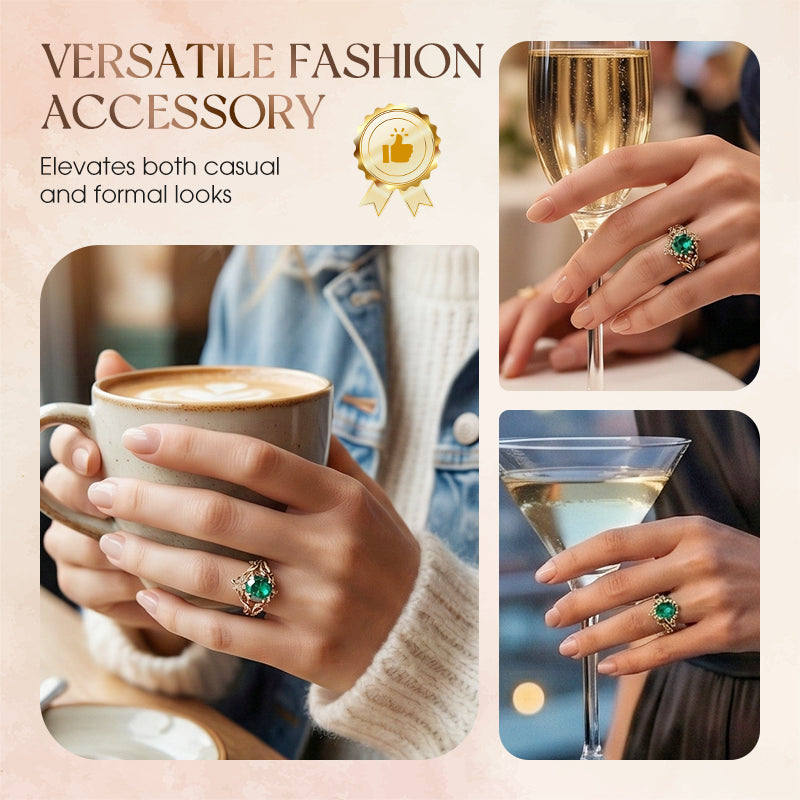 ⏰ 30 % RABATT – Nur für kurze Zeit ✨Vintage Totem Ring – Kreatives Design mit grünem Kristall 💚 Retro & Ausdrucksstark