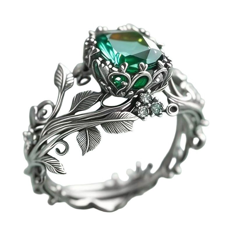 ⏰ 30 % RABATT – Nur für kurze Zeit ✨Vintage Totem Ring – Kreatives Design mit grünem Kristall 💚 Retro & Ausdrucksstark
