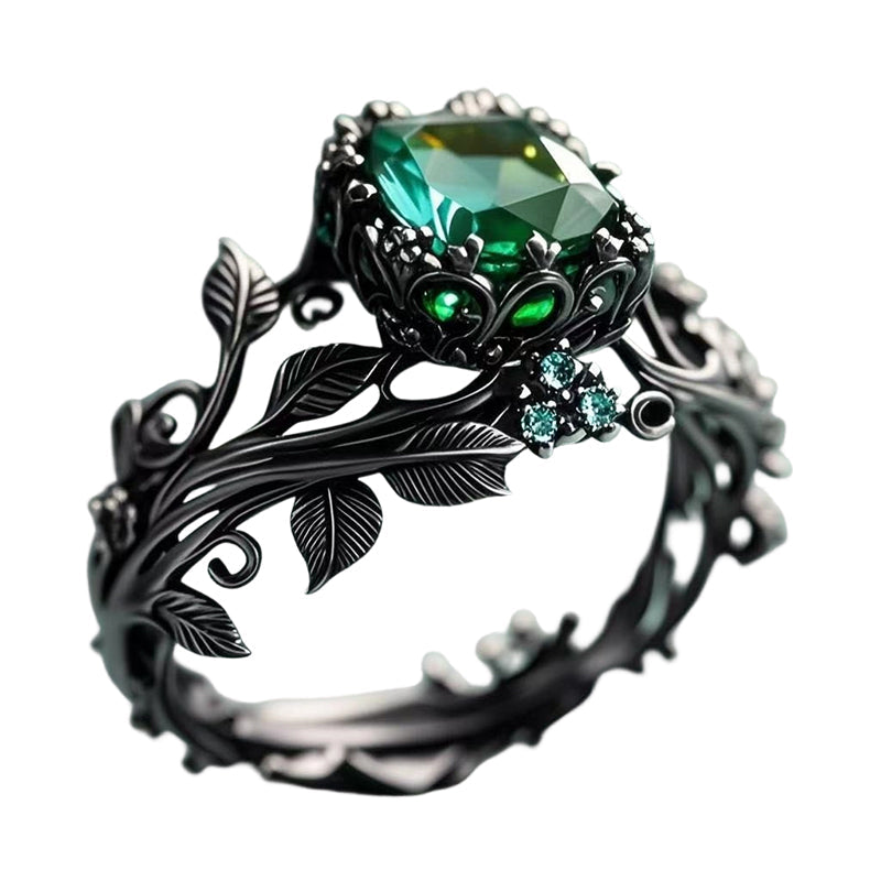 ⏰ 30 % RABATT – Nur für kurze Zeit ✨Vintage Totem Ring – Kreatives Design mit grünem Kristall 💚 Retro & Ausdrucksstark