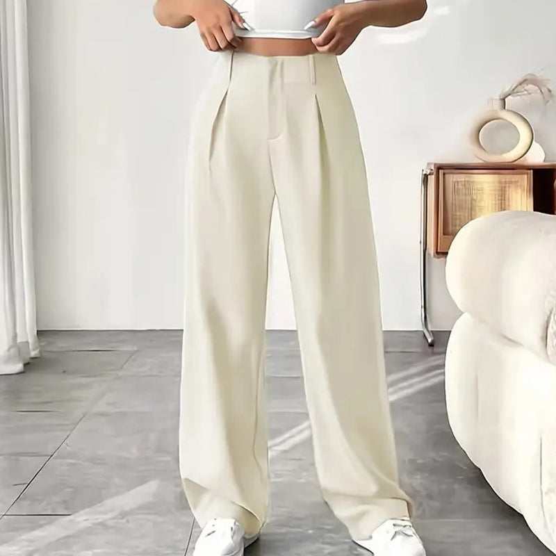 📢Mid-Season Sale: −50% nur für kurze Zeit⏰👖 Hoch taillierte, weite Bügelfaltenhose für Damen – elegant & bequem, perfekt fürs Büro, Freizeit & warme Tage