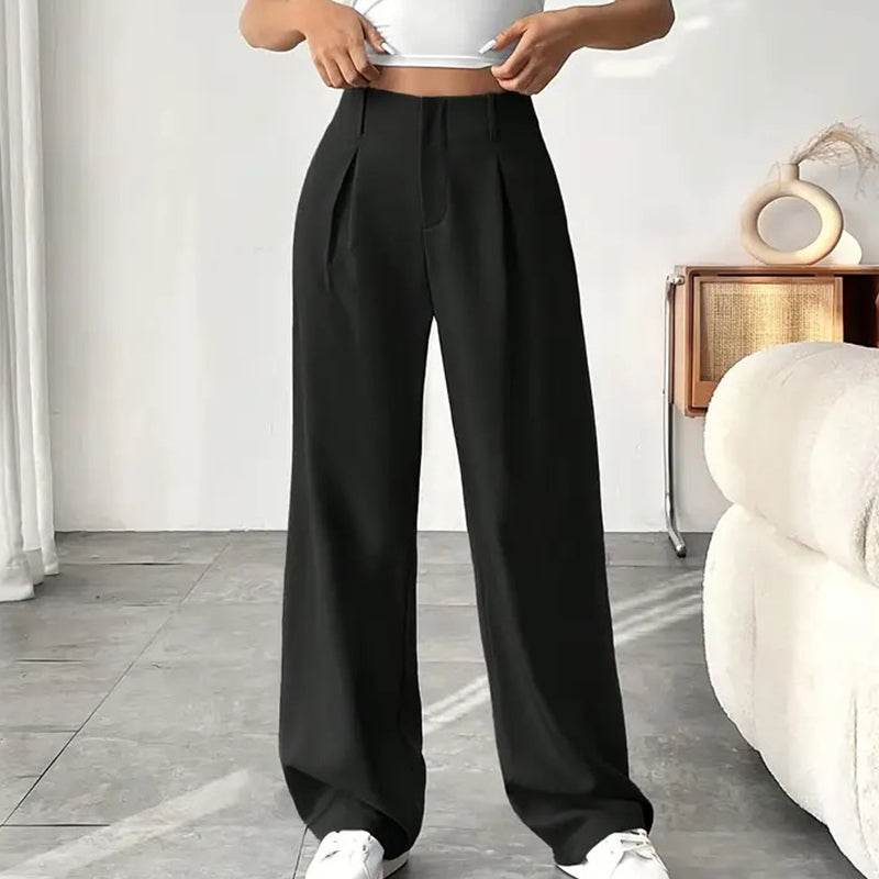 📢Mid-Season Sale: −50% nur für kurze Zeit⏰👖 Hoch taillierte, weite Bügelfaltenhose für Damen – elegant & bequem, perfekt fürs Büro, Freizeit & warme Tage