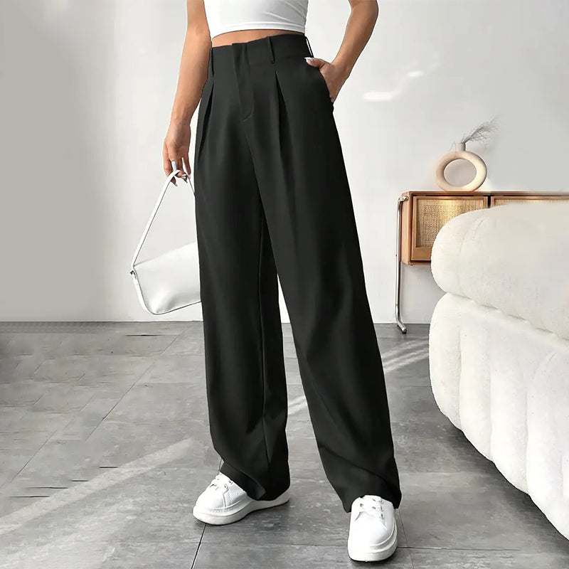 📢Mid-Season Sale: −50% nur für kurze Zeit⏰👖 Hoch taillierte, weite Bügelfaltenhose für Damen – elegant & bequem, perfekt fürs Büro, Freizeit & warme Tage