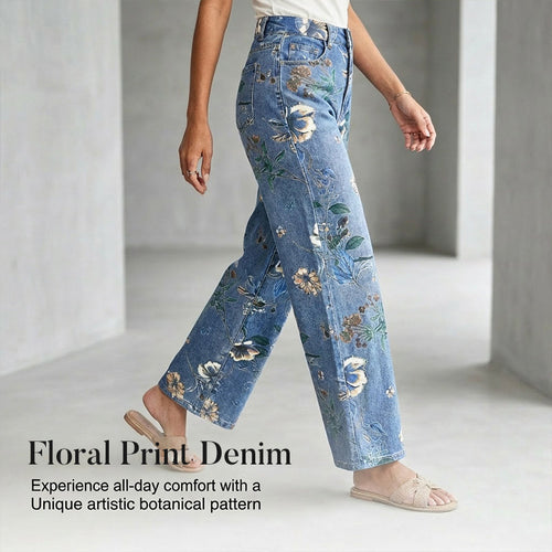 Gerade geschnittene Damen Jeans – Print Design, Bequem & Stilvoll ✨ Für Freizeit & Alltag
