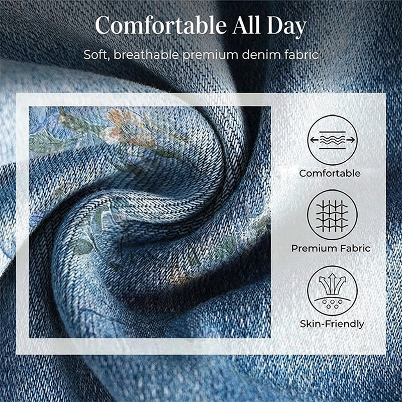 Gerade geschnittene Damen Jeans – Print Design, Bequem & Stilvoll ✨ Für Freizeit & Alltag
