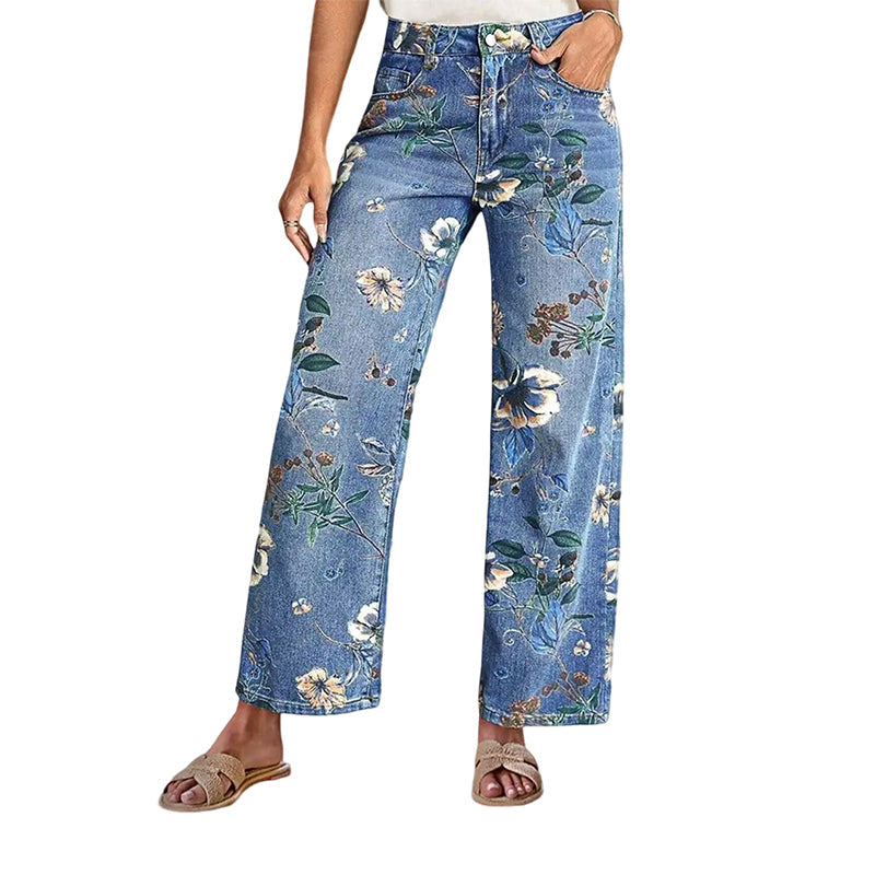 Gerade geschnittene Damen Jeans – Print Design, Bequem & Stilvoll ✨ Für Freizeit & Alltag