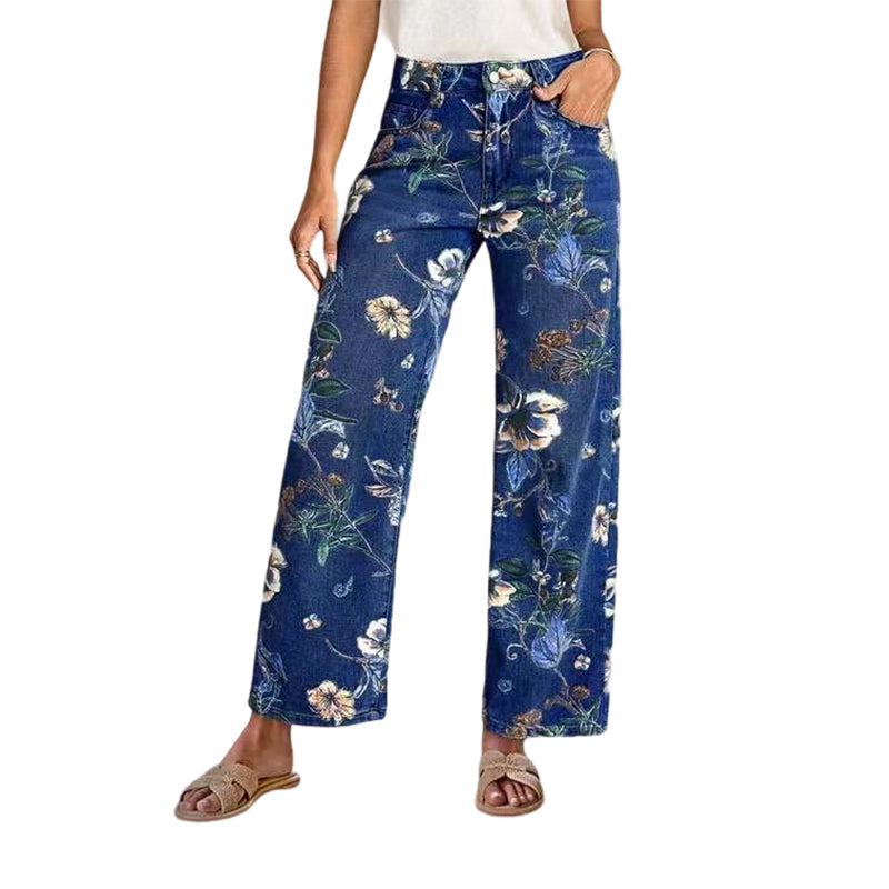 Gerade geschnittene Damen Jeans – Print Design, Bequem & Stilvoll ✨ Für Freizeit & Alltag