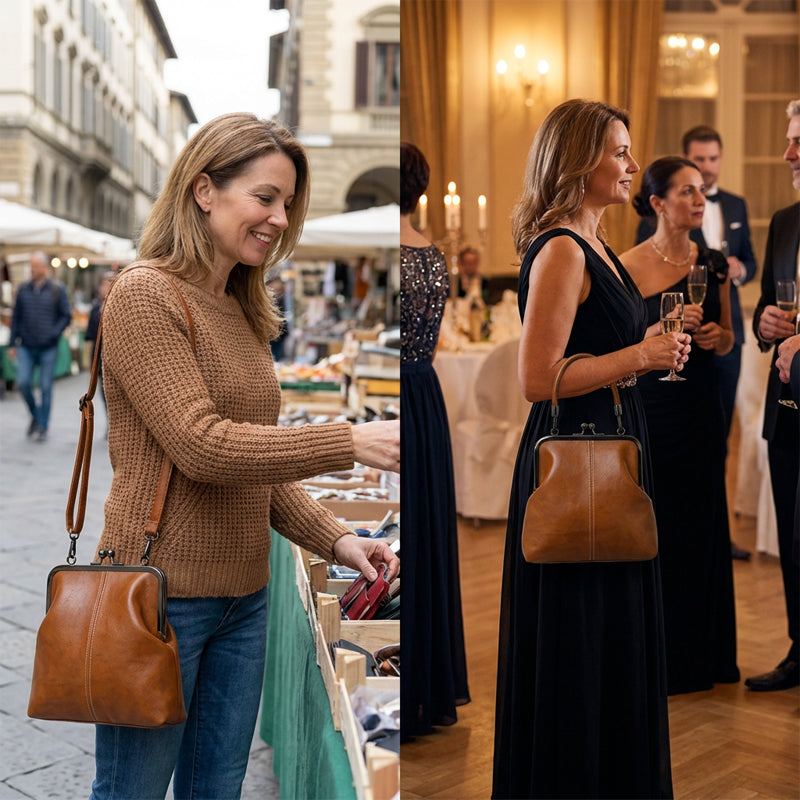 ⏰ 50 % RABATT – Nur für kurze Zeit ✨👜 Clasp-Tasche im Vintage-Stil – zeitloses Design, vielseitig für den Alltag, Einkauf oder entspannte Ausflüge 🌿