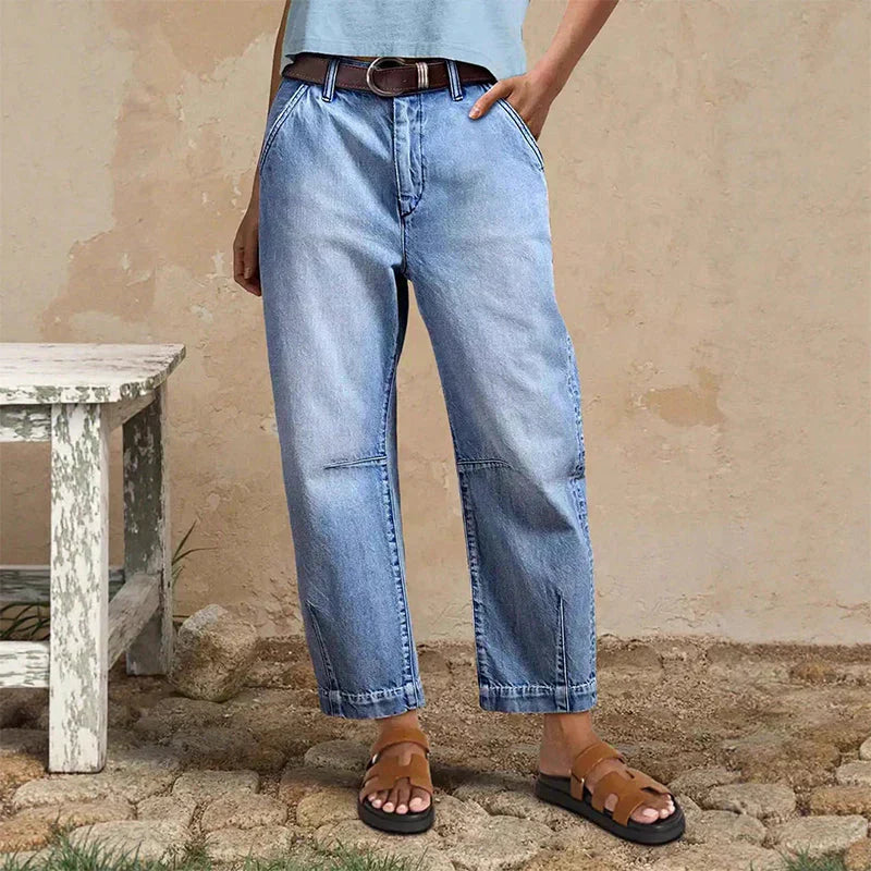👖Damen-Jeans mit hoher Taille und verkürztem Schnitt