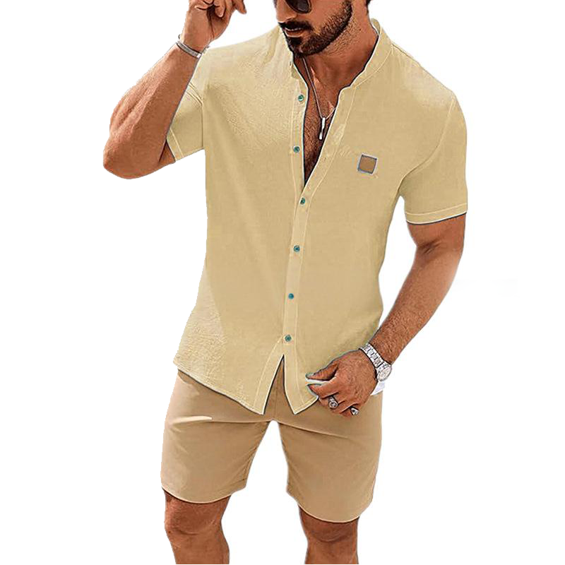📢Mid-Season Sale: −50% nur für kurze Zeit⏰Stehkragen-Kurzarmhemd für Herren – Atmungsaktiv, Lockere Passform & Vielseitig