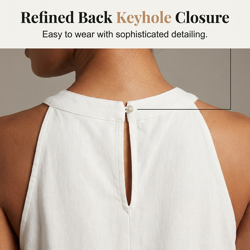 🌸 50 % Rabatt! 👗 Damen Neckholder-Midikleid mit Spitzeneinsatz ✨ Feminin, Leicht & Elegant für Sommer und Freizeit