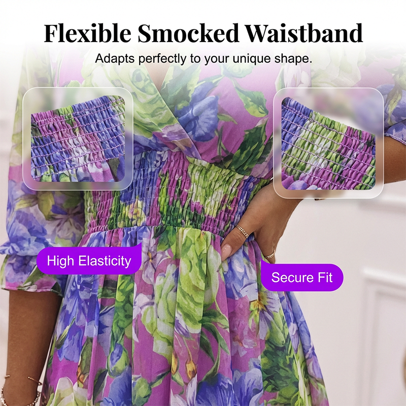 📢Mid-Season Sale: −50% nur für kurze Zeit⏰ Farbblock-Kleid mit Rüschen & langen Ärmeln – weich fallender Stoff, schmeichelhafte Taille, perfekt für Gartenpartys & Sommerfeste🌸✨