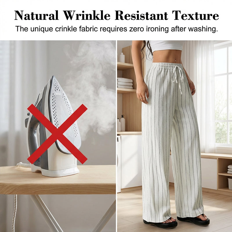 🌸 Bequeme Freizeithose im Lounge-Stil – gestreiftes Muster, elastischer Bund, perfekt für Zuhause, Strand oder Urlaub, kombinierbar mit vielen Oberteilen 👖