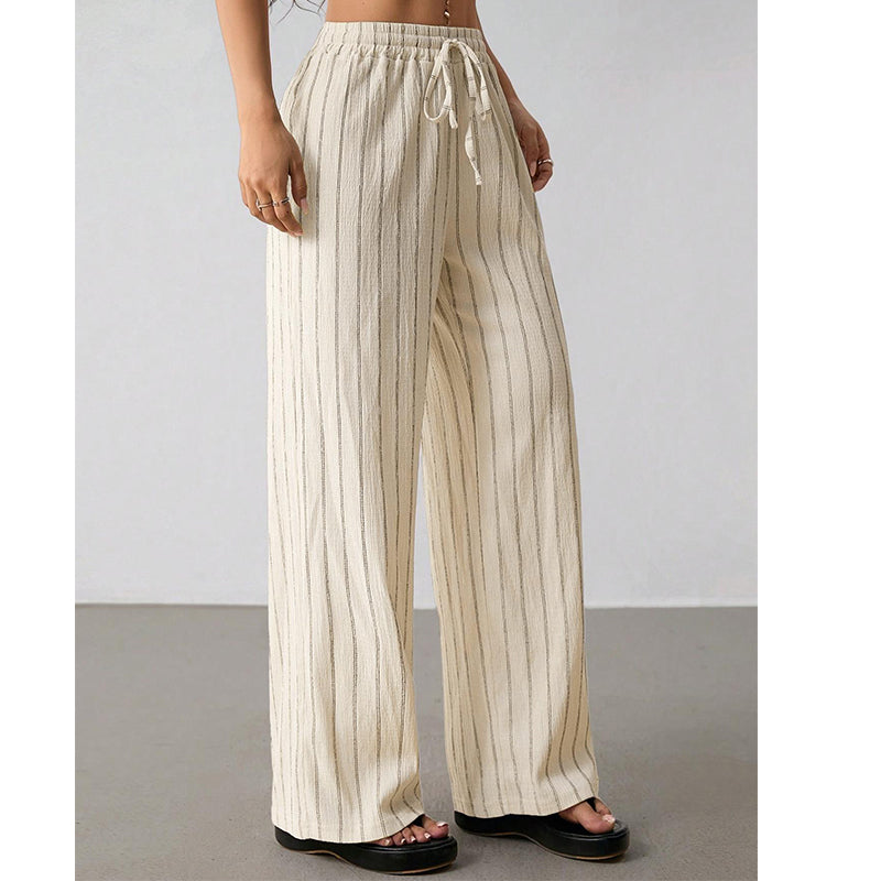 🌸 Bequeme Freizeithose im Lounge-Stil – gestreiftes Muster, elastischer Bund, perfekt für Zuhause, Strand oder Urlaub, kombinierbar mit vielen Oberteilen 👖