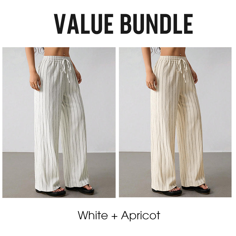🌸 Bequeme Freizeithose im Lounge-Stil – gestreiftes Muster, elastischer Bund, perfekt für Zuhause, Strand oder Urlaub, kombinierbar mit vielen Oberteilen 👖