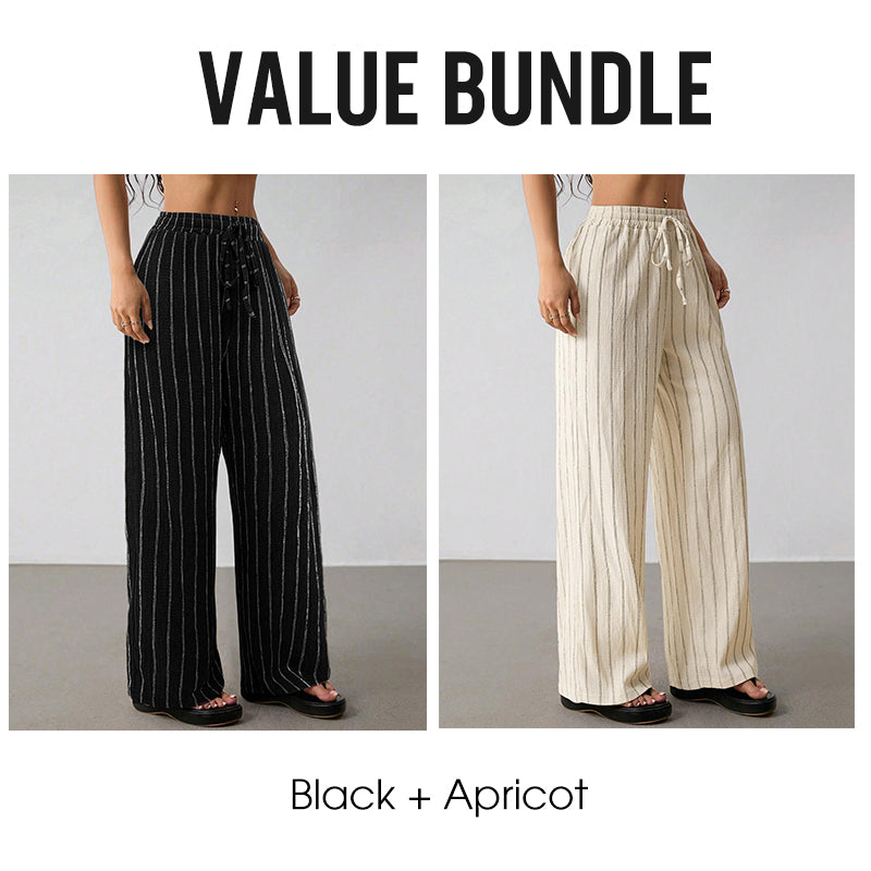 🌸 Bequeme Freizeithose im Lounge-Stil – gestreiftes Muster, elastischer Bund, perfekt für Zuhause, Strand oder Urlaub, kombinierbar mit vielen Oberteilen 👖