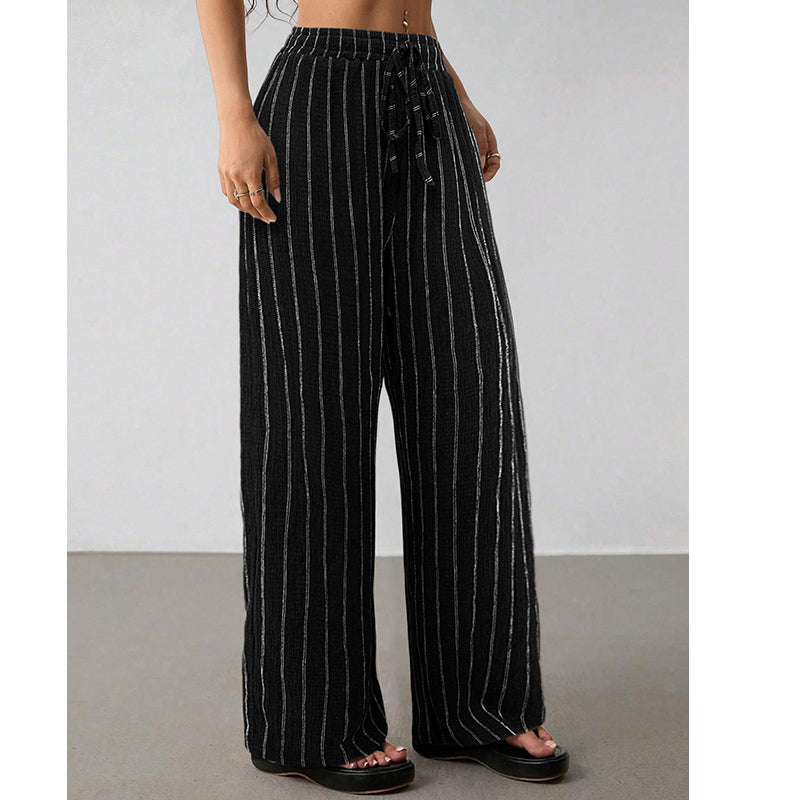 🌸 Bequeme Freizeithose im Lounge-Stil – gestreiftes Muster, elastischer Bund, perfekt für Zuhause, Strand oder Urlaub, kombinierbar mit vielen Oberteilen 👖