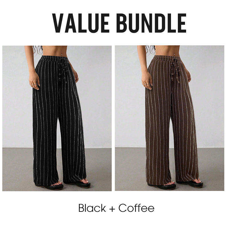 🌸 Bequeme Freizeithose im Lounge-Stil – gestreiftes Muster, elastischer Bund, perfekt für Zuhause, Strand oder Urlaub, kombinierbar mit vielen Oberteilen 👖