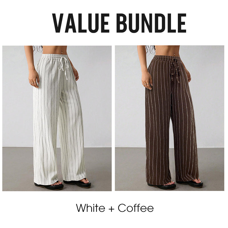 🌸 Bequeme Freizeithose im Lounge-Stil – gestreiftes Muster, elastischer Bund, perfekt für Zuhause, Strand oder Urlaub, kombinierbar mit vielen Oberteilen 👖