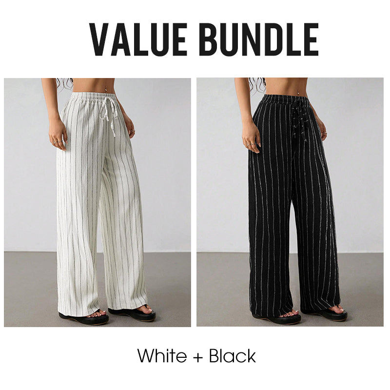 🌸 Bequeme Freizeithose im Lounge-Stil – gestreiftes Muster, elastischer Bund, perfekt für Zuhause, Strand oder Urlaub, kombinierbar mit vielen Oberteilen 👖