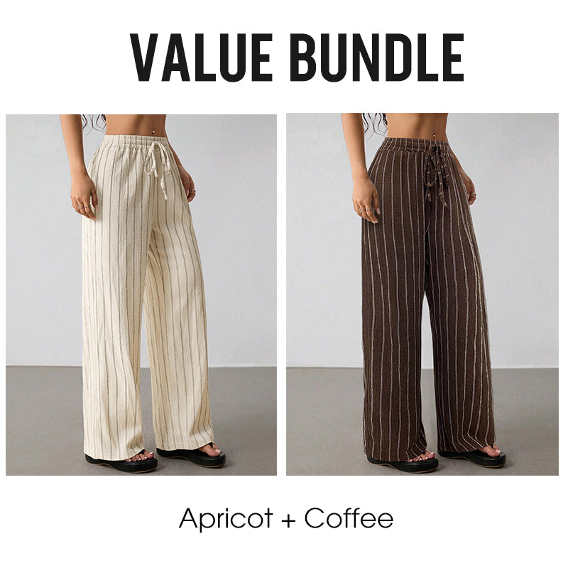 🌸 Bequeme Freizeithose im Lounge-Stil – gestreiftes Muster, elastischer Bund, perfekt für Zuhause, Strand oder Urlaub, kombinierbar mit vielen Oberteilen 👖
