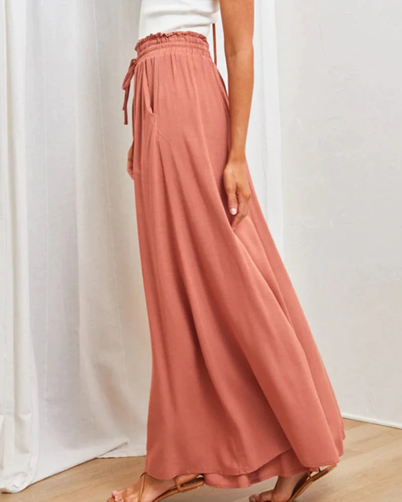 Einfarbige Hochbundhose für Damen