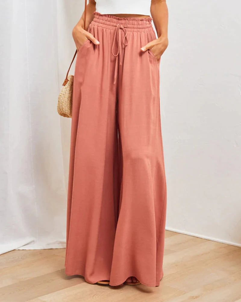Einfarbige Hochbundhose für Damen