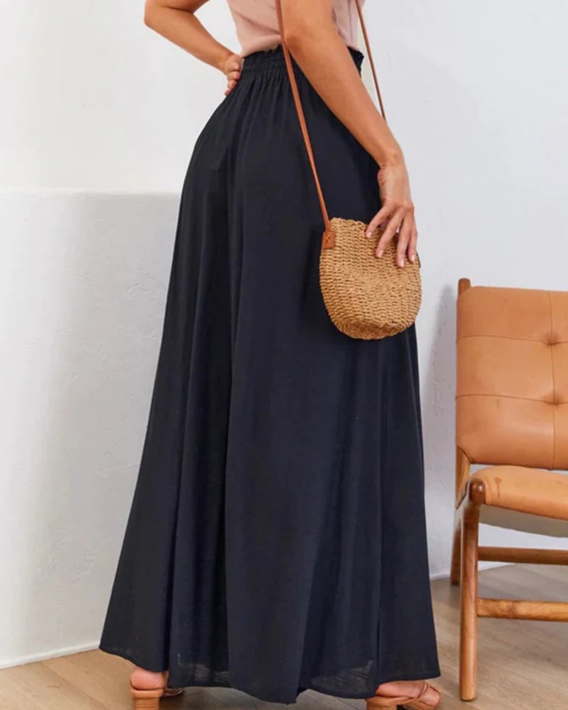 Einfarbige Hochbundhose für Damen