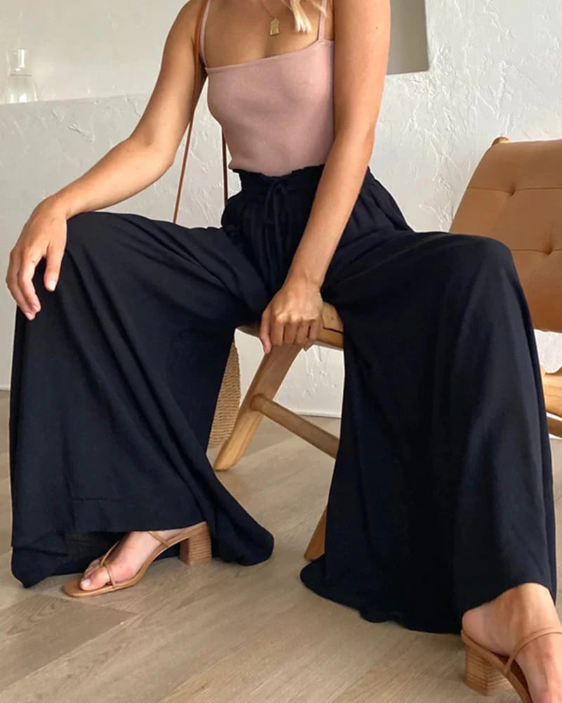 Einfarbige Hochbundhose für Damen