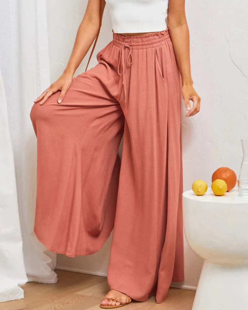 Einfarbige Hochbundhose für Damen