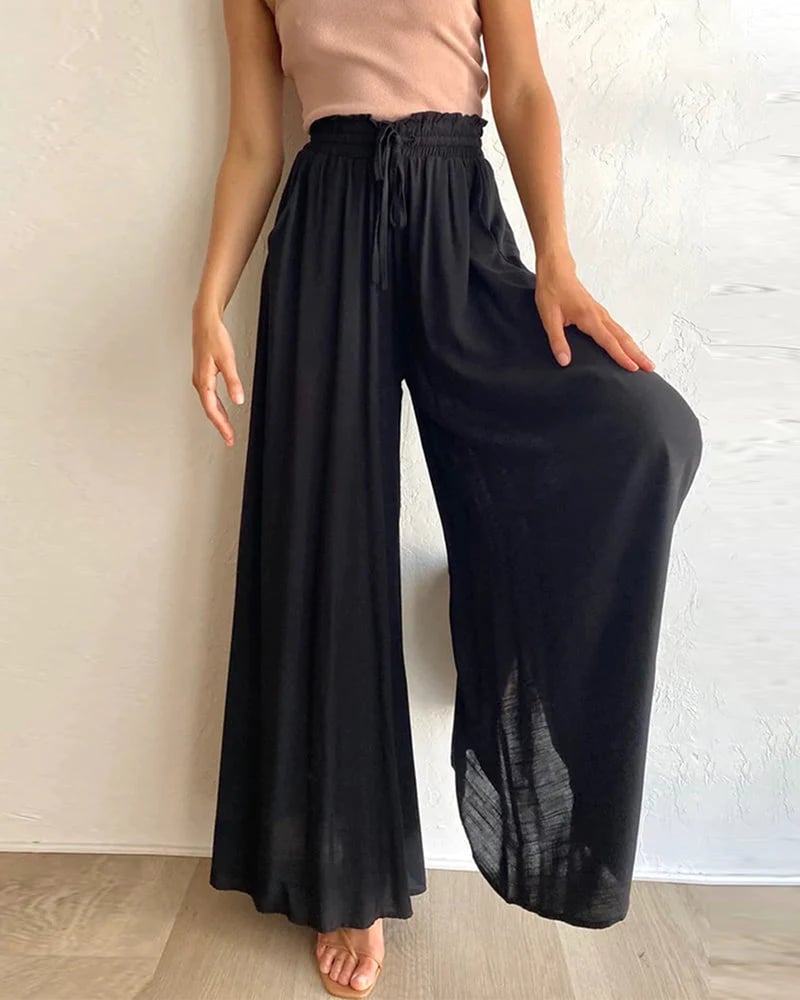 Einfarbige Hochbundhose für Damen